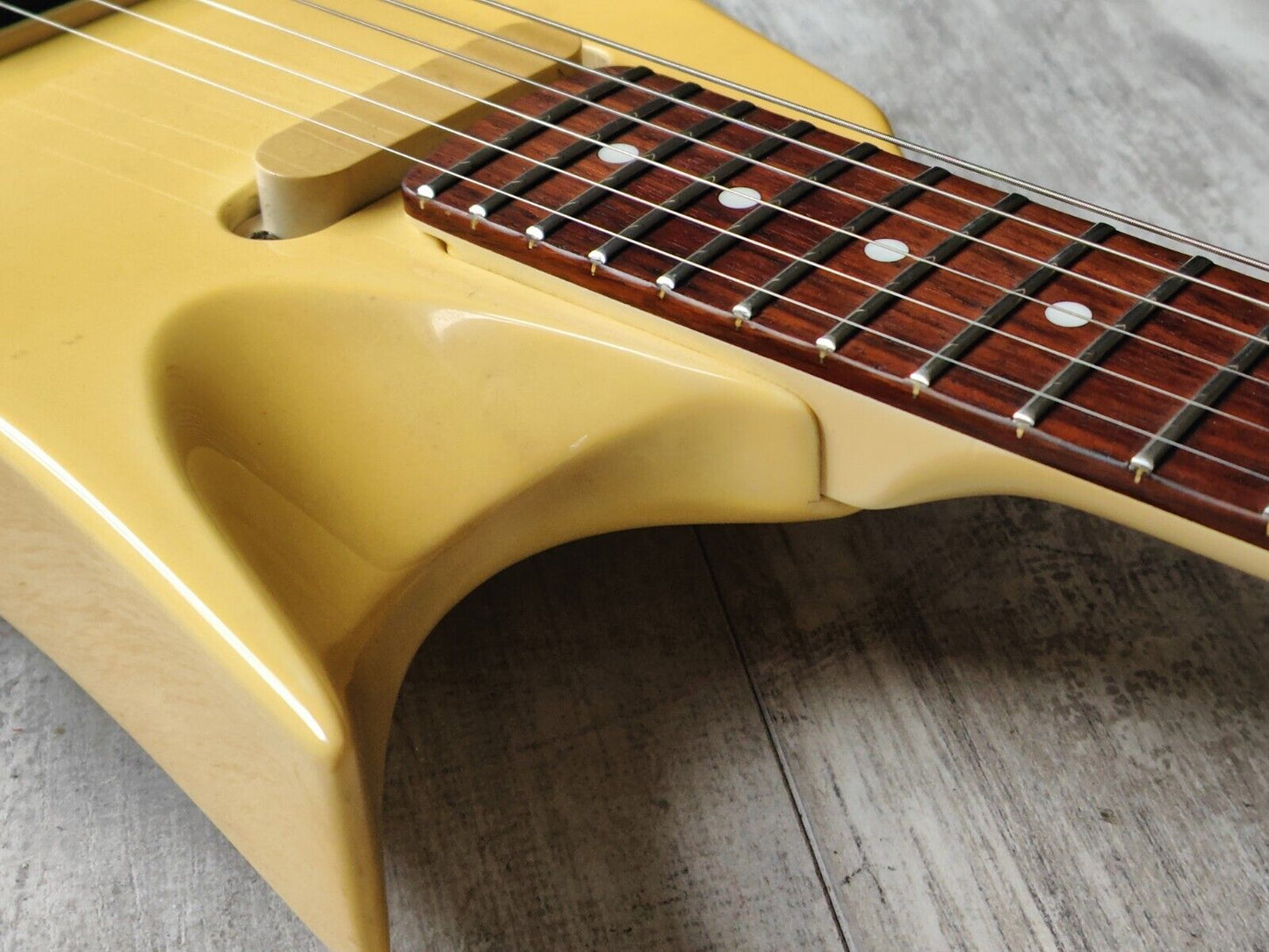 1987 ZEP-II (by ESP Japan) FAZ-115 "Flying A" Takamizawa Model Guitar (White)