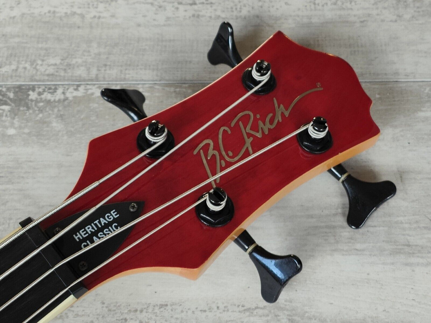 2004 BC Rich Heritage Classic Neckthrough Mockingbird Bass (Quilt Trans Red)