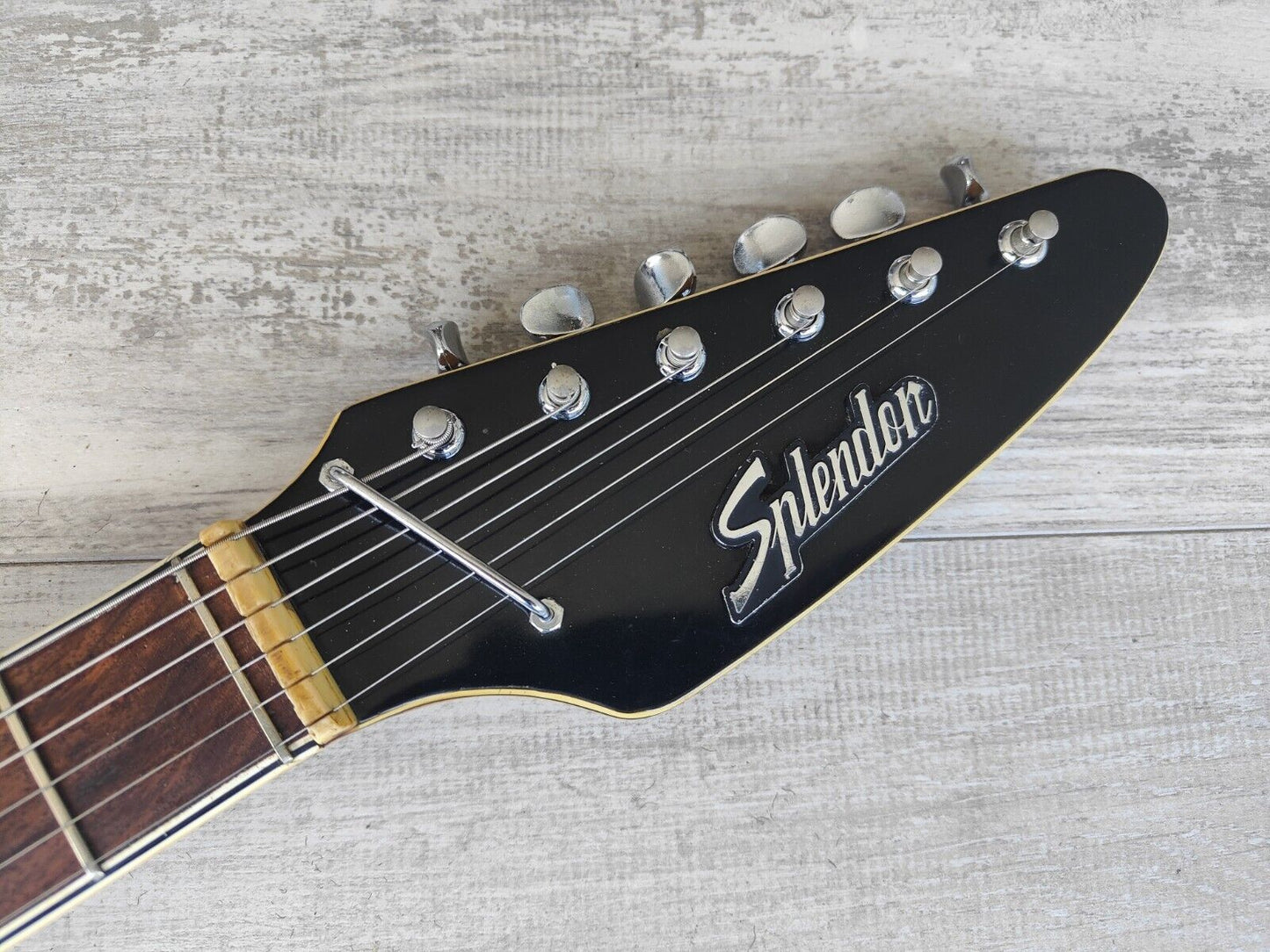 1960's Splendor Japan Teardrop Hollowbody Electric Guitar (Black)