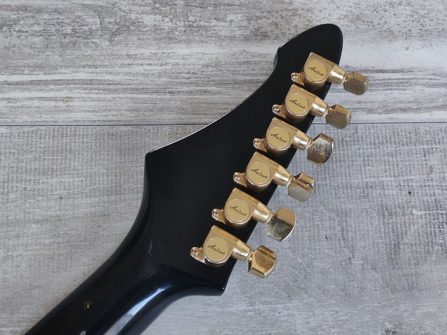 1983 Aria Pro II Japan XX Deluxe Flying V (Black/Gold)