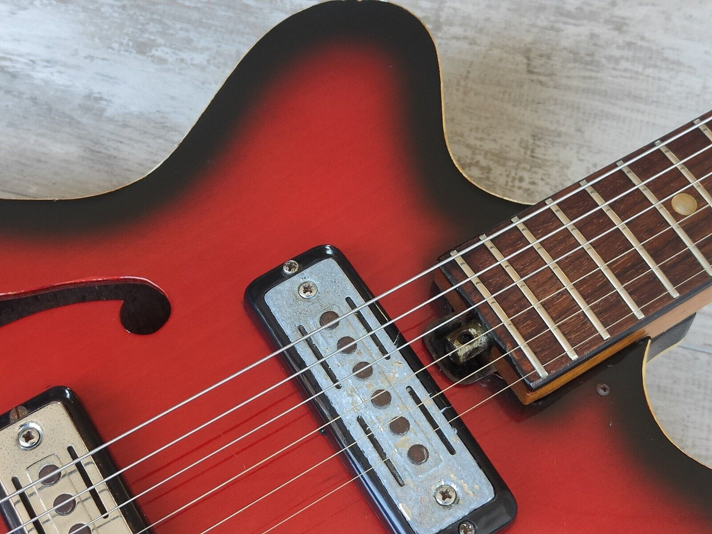 1960's Teisco Japan EP-2L Hollowbody Electric Guitar (Red Burst)