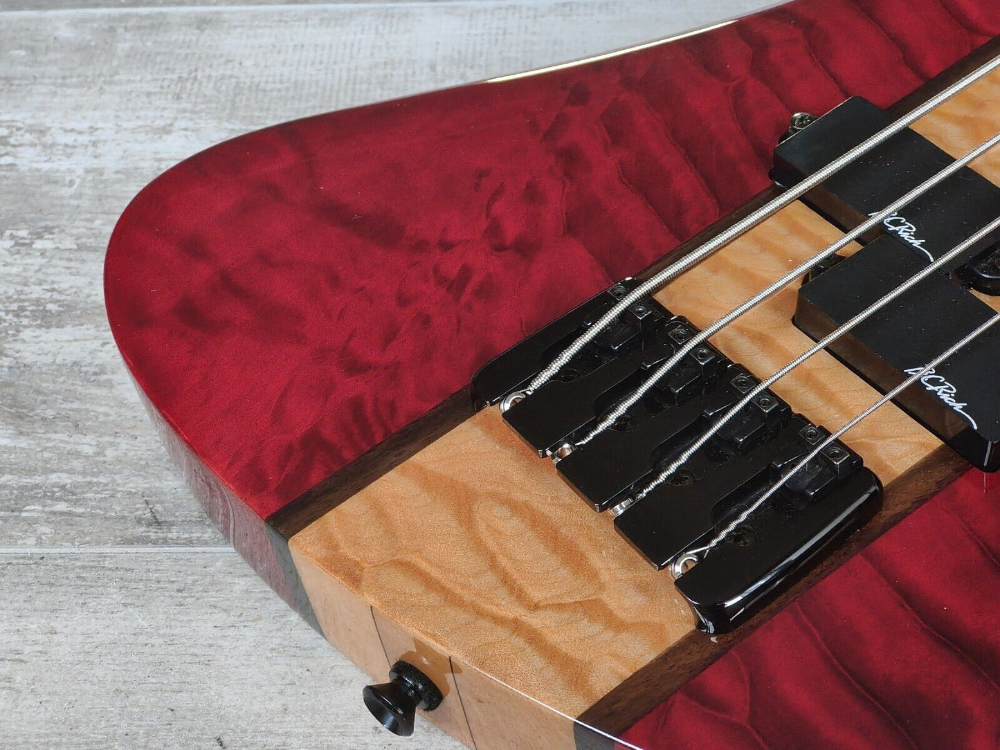 2004 BC Rich Heritage Classic Neckthrough Mockingbird Bass (Quilt Trans Red)