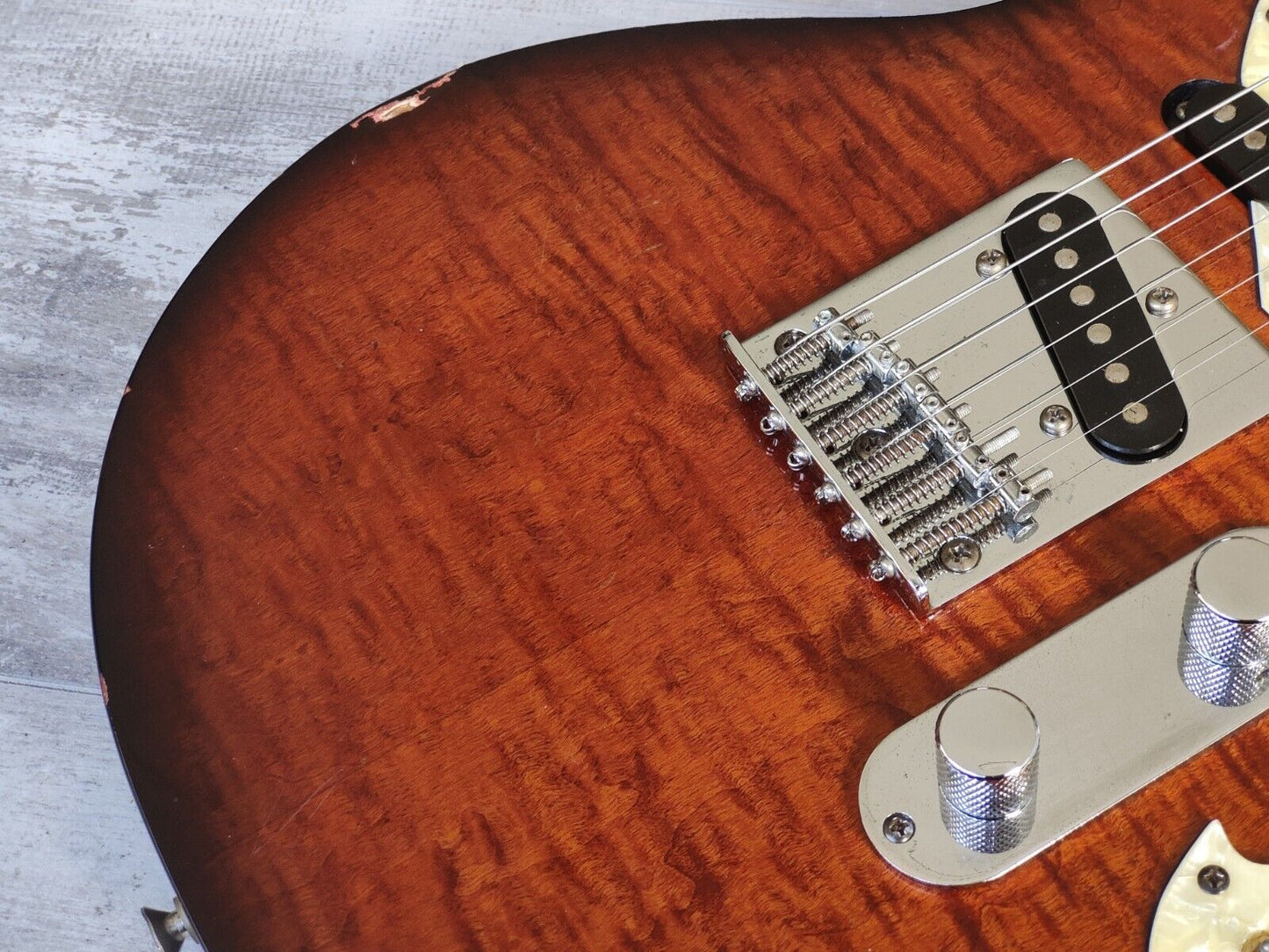 1996 Aria Pro II 615 Nashville Tele/Single Cutaway (Figured Red Burst)