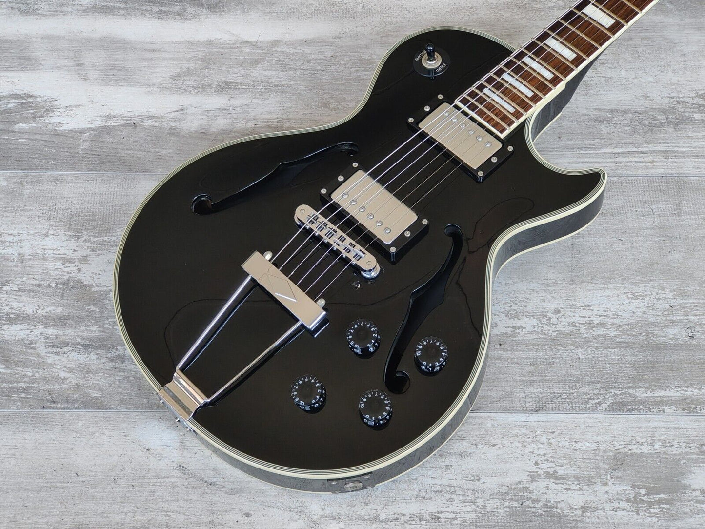 2007 Burny BLC-70 Semi Hollowbody Les Paul Custom (Black)