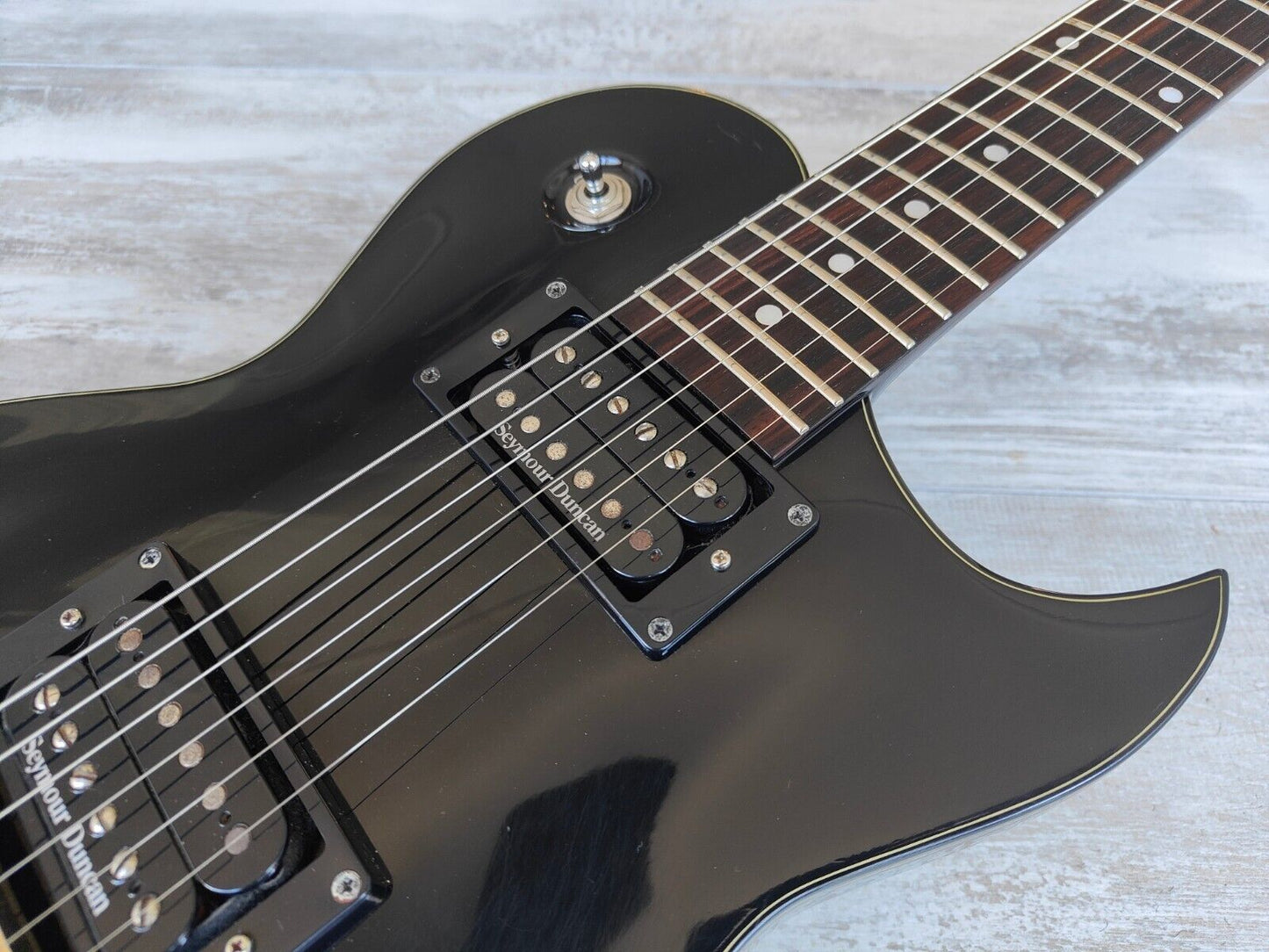 2007 Aria Pro II Japan Super Grade Series PE Single Cutaway (Black & Gold)