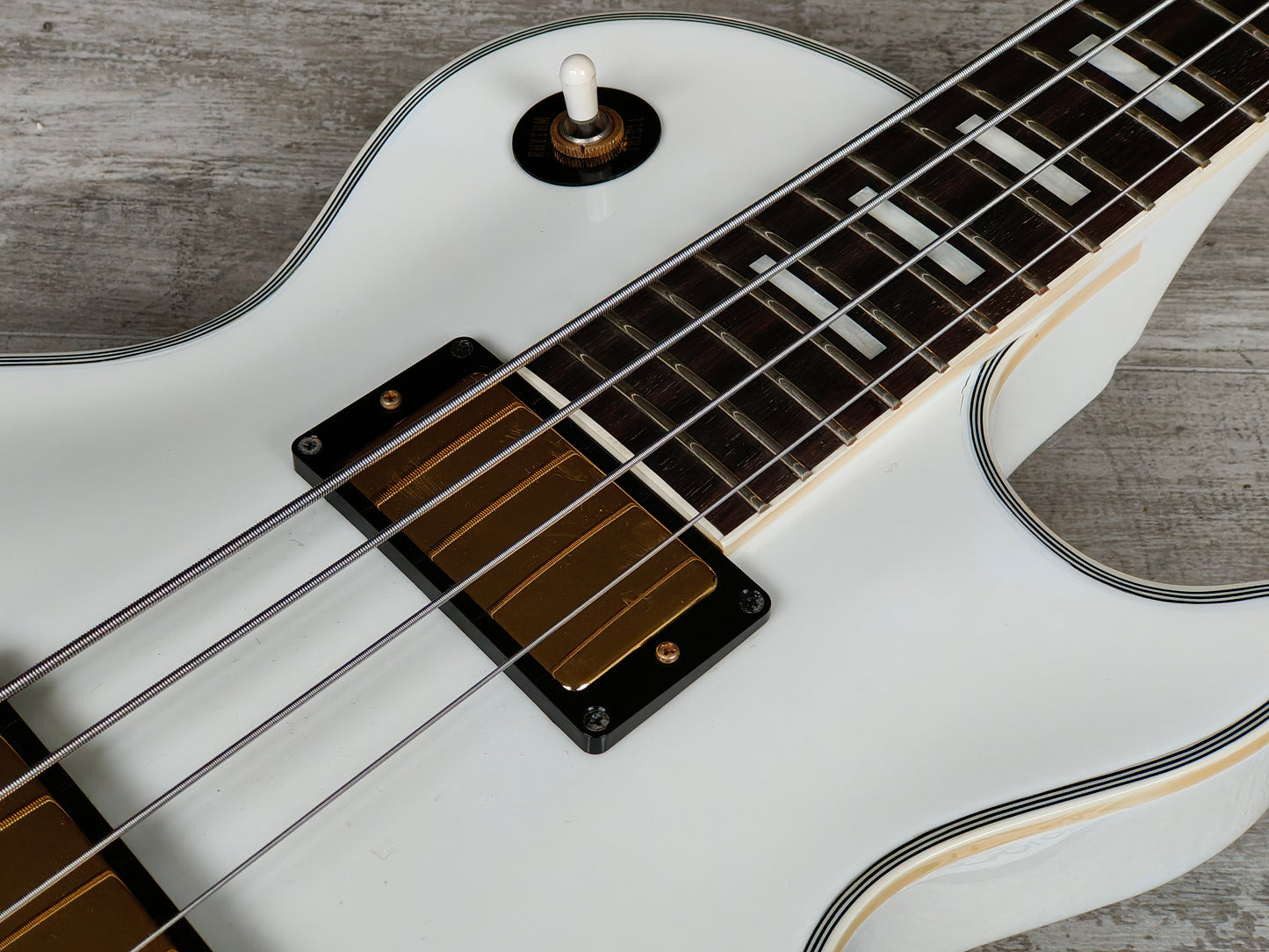 1990 Greco Japan EGB-850 Les Paul Custom Short Scale Bass (White)