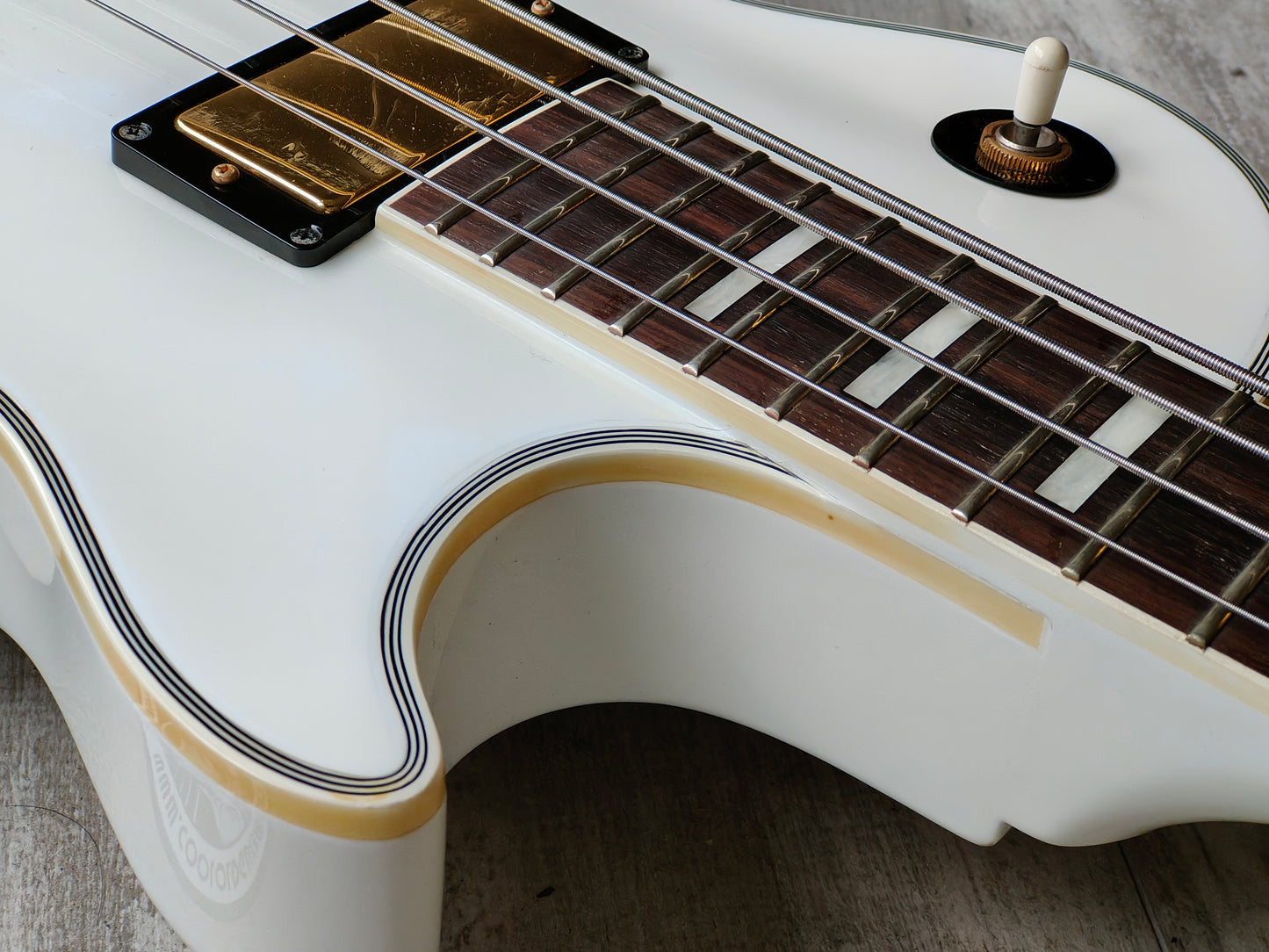 1990 Greco Japan EGB-850 Les Paul Custom Short Scale Bass (White)