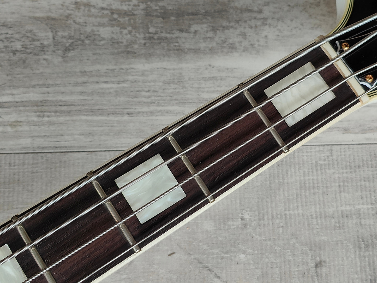 1990 Greco Japan EGB-850 Les Paul Custom Short Scale Bass (White)