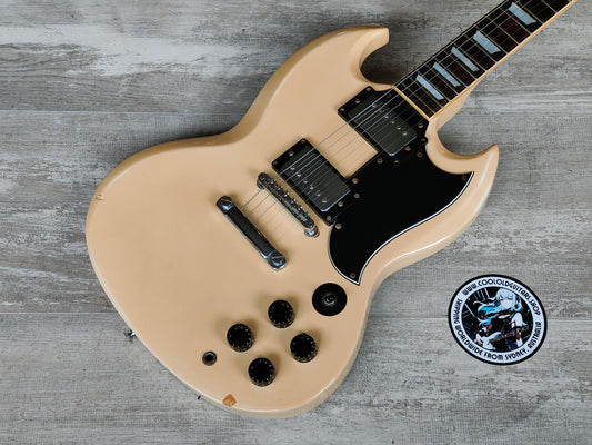 1990 Samick SG-7 Japanese Market Double Cutaway (Aged White)
