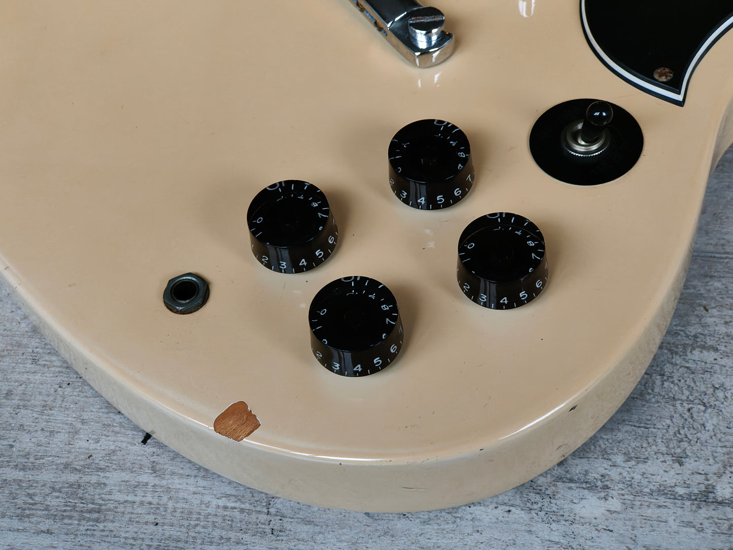 1990 Samick SG-7 Japanese Market Double Cutaway (Aged White)