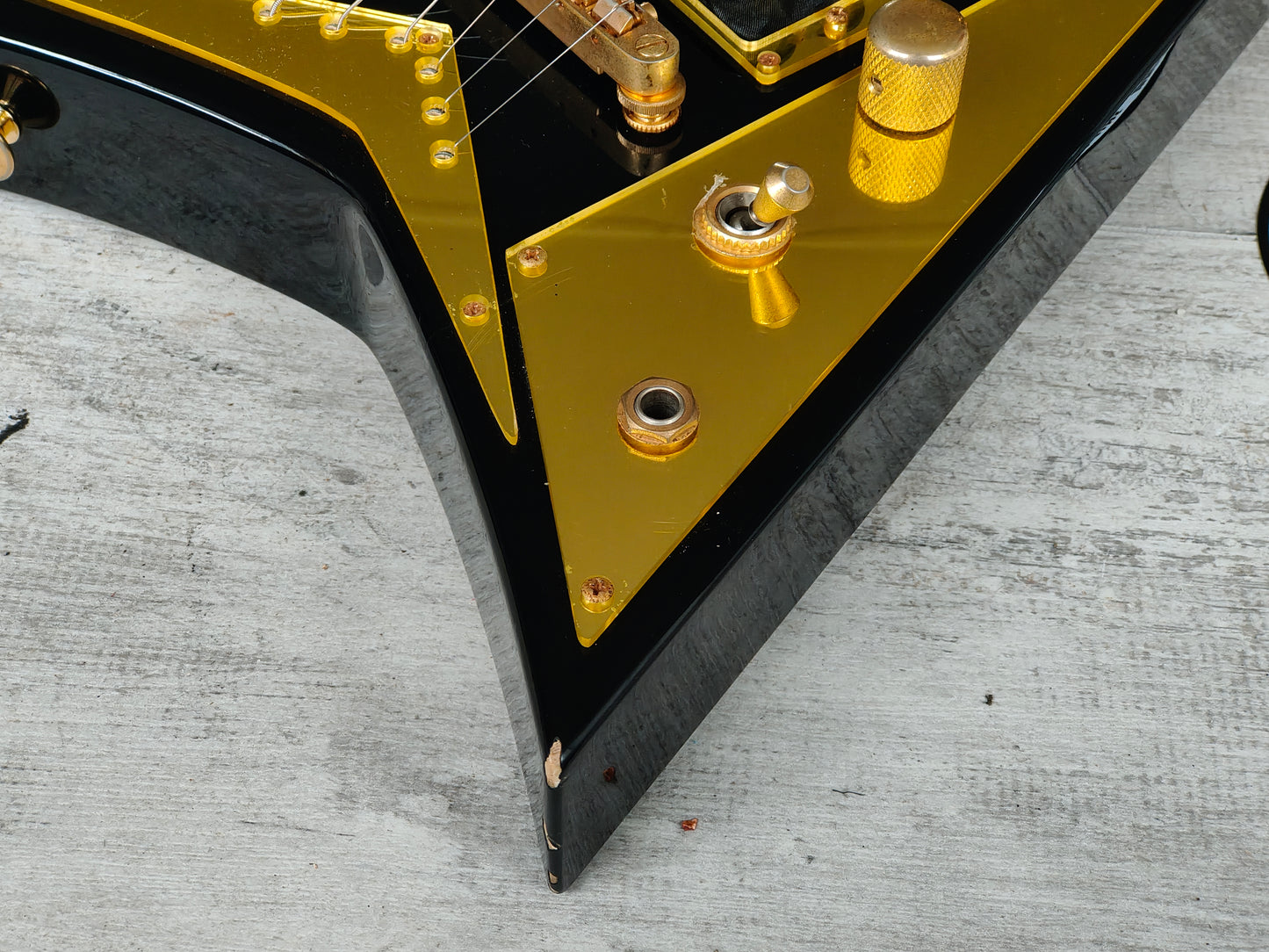 1990's Charvel (by Jackson Japan) 610-RR Short Scale Mini Randy Rhoads Flying V (Black/Gold)
