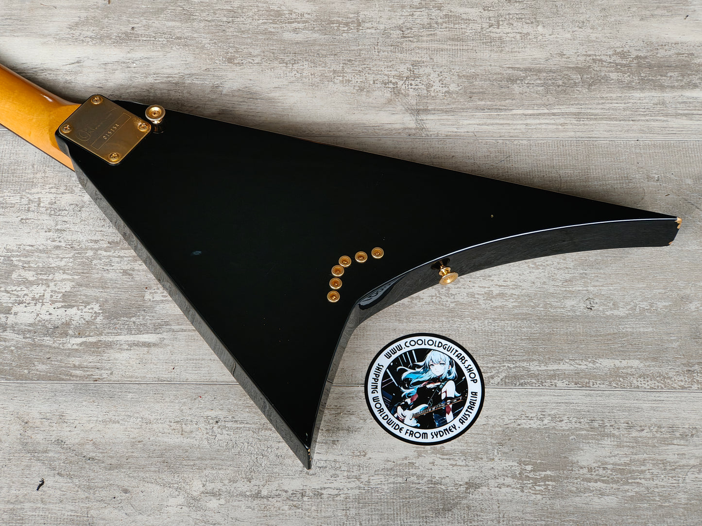 1990's Charvel (by Jackson Japan) 610-RR Short Scale Mini Randy Rhoads Flying V (Black/Gold)