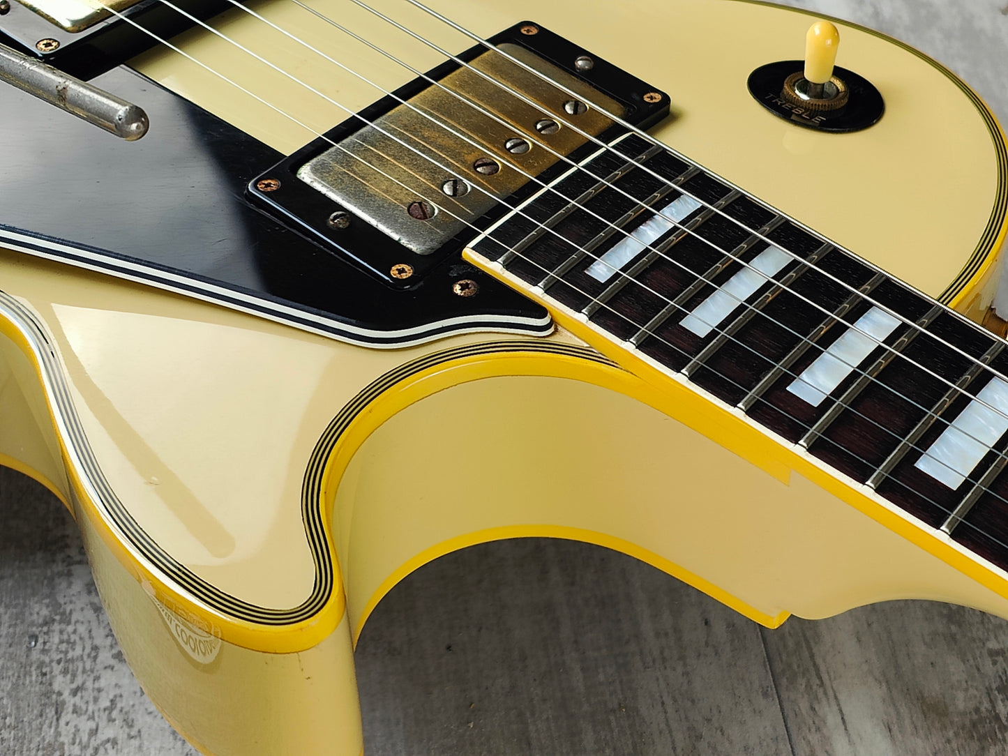 1988 Burny Japan LC-100YS Les Paul Custom w/Tremolo (Aged White)