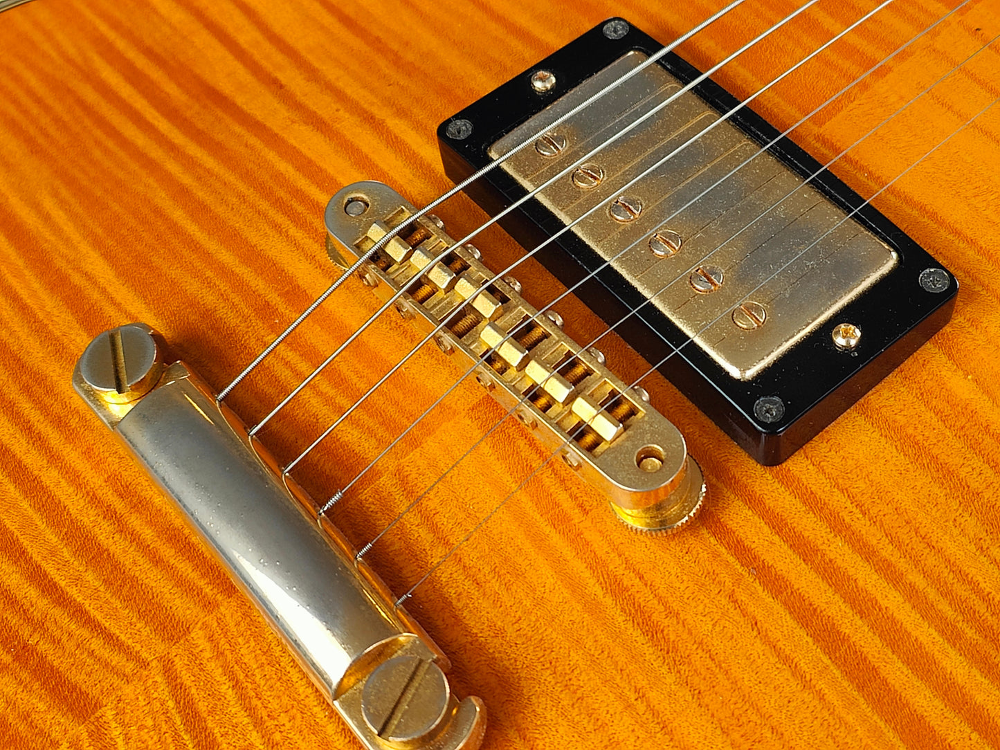 1996 Greco Japan LG-120 Eclipse Style Les Paul w/Gibson Pickups (Flame Amber)