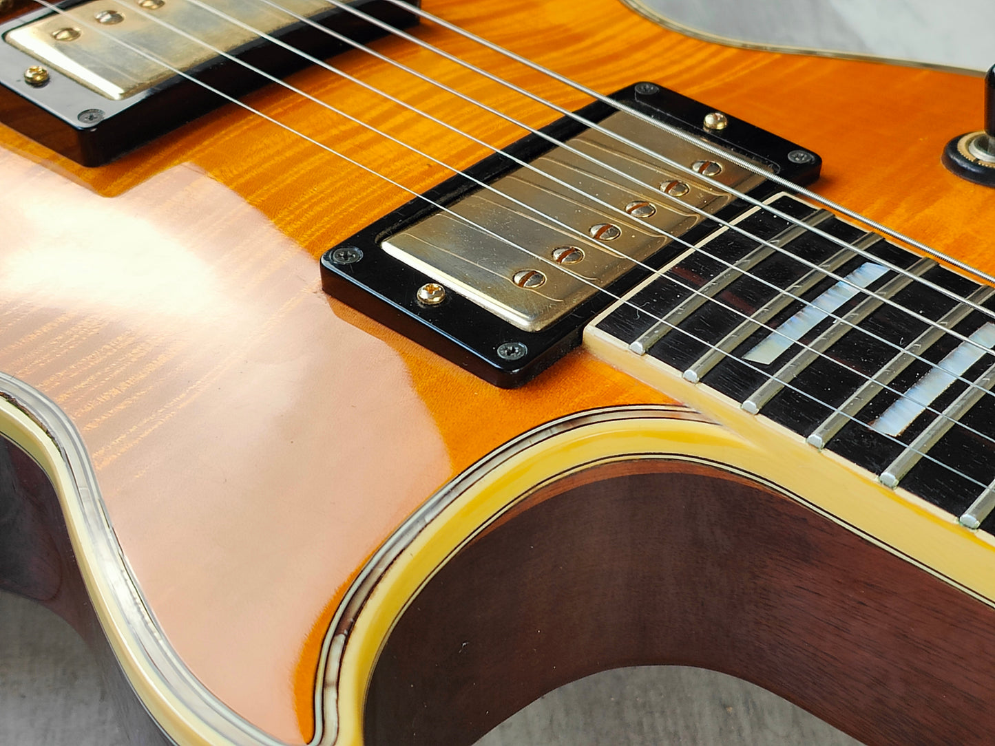 1996 Greco Japan LG-120 Eclipse Style Les Paul w/Gibson Pickups (Flame Amber)