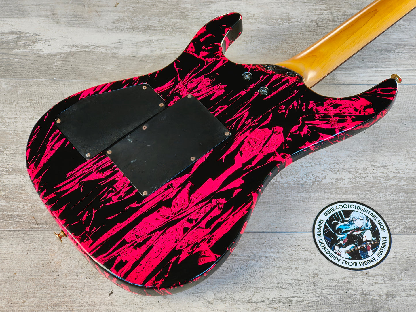 1990 Aria Pro II Japan Magna "Aura" Artist Model Superstrat (Pink Graffiti)