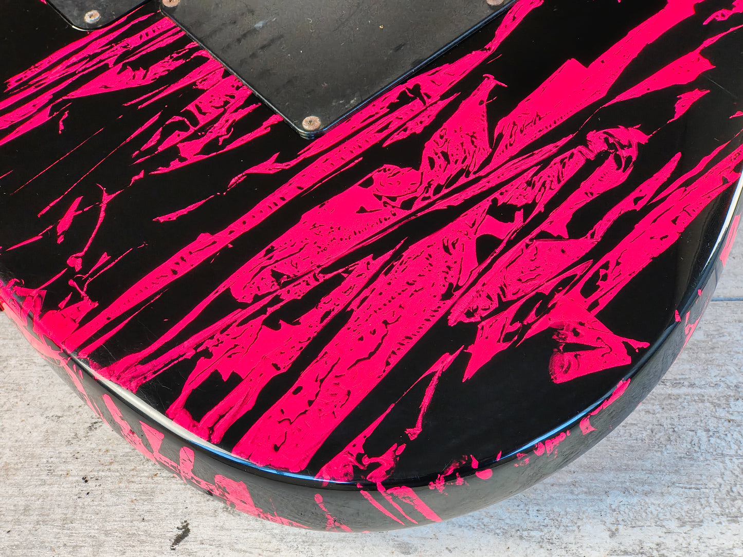 1990 Aria Pro II Japan Magna "Aura" Artist Model Superstrat (Pink Graffiti)