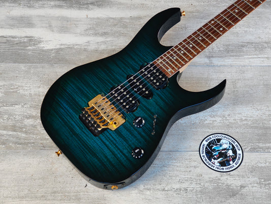 1995 Ibanez Japan RG380F HSH Superstrat (Transparent Green Burst)
