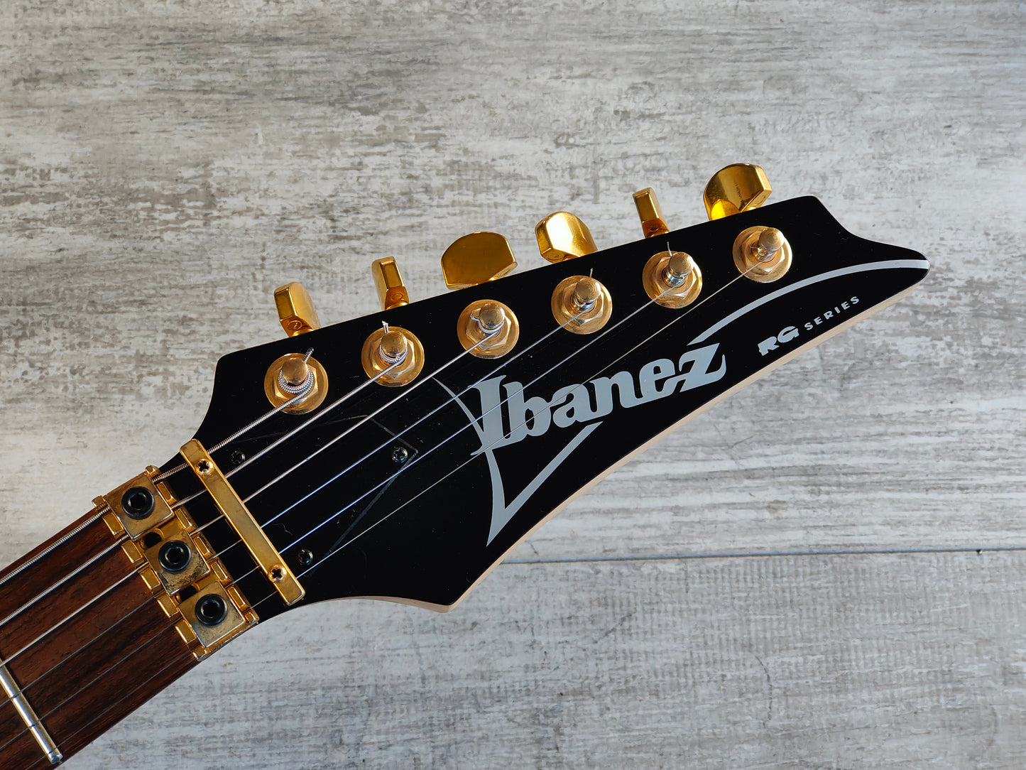 1995 Ibanez Japan RG380F HSH Superstrat (Transparent Green Burst)