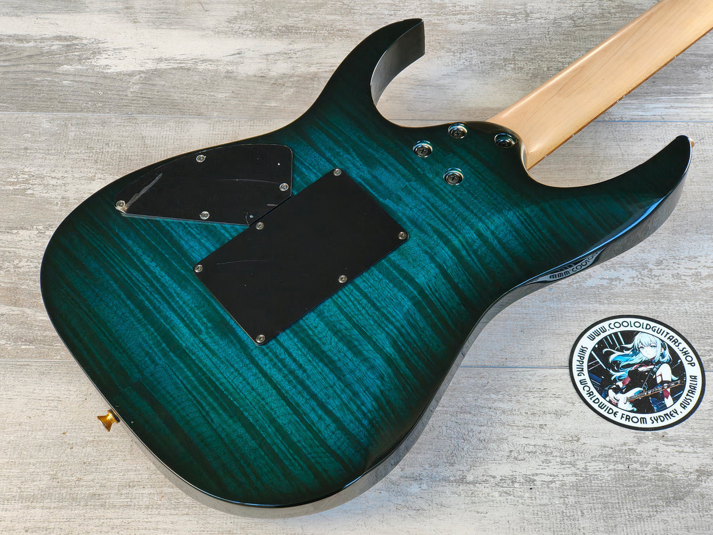 1995 Ibanez Japan RG380F HSH Superstrat (Transparent Green Burst)