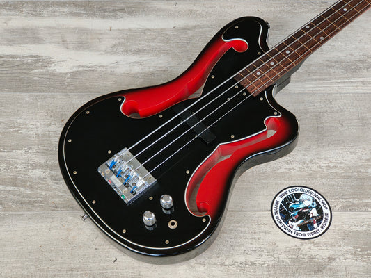 1990's Greco A-95FL (Ampeg AUB-1) Fretless Scroll Bass (Black/Red Sunburst)