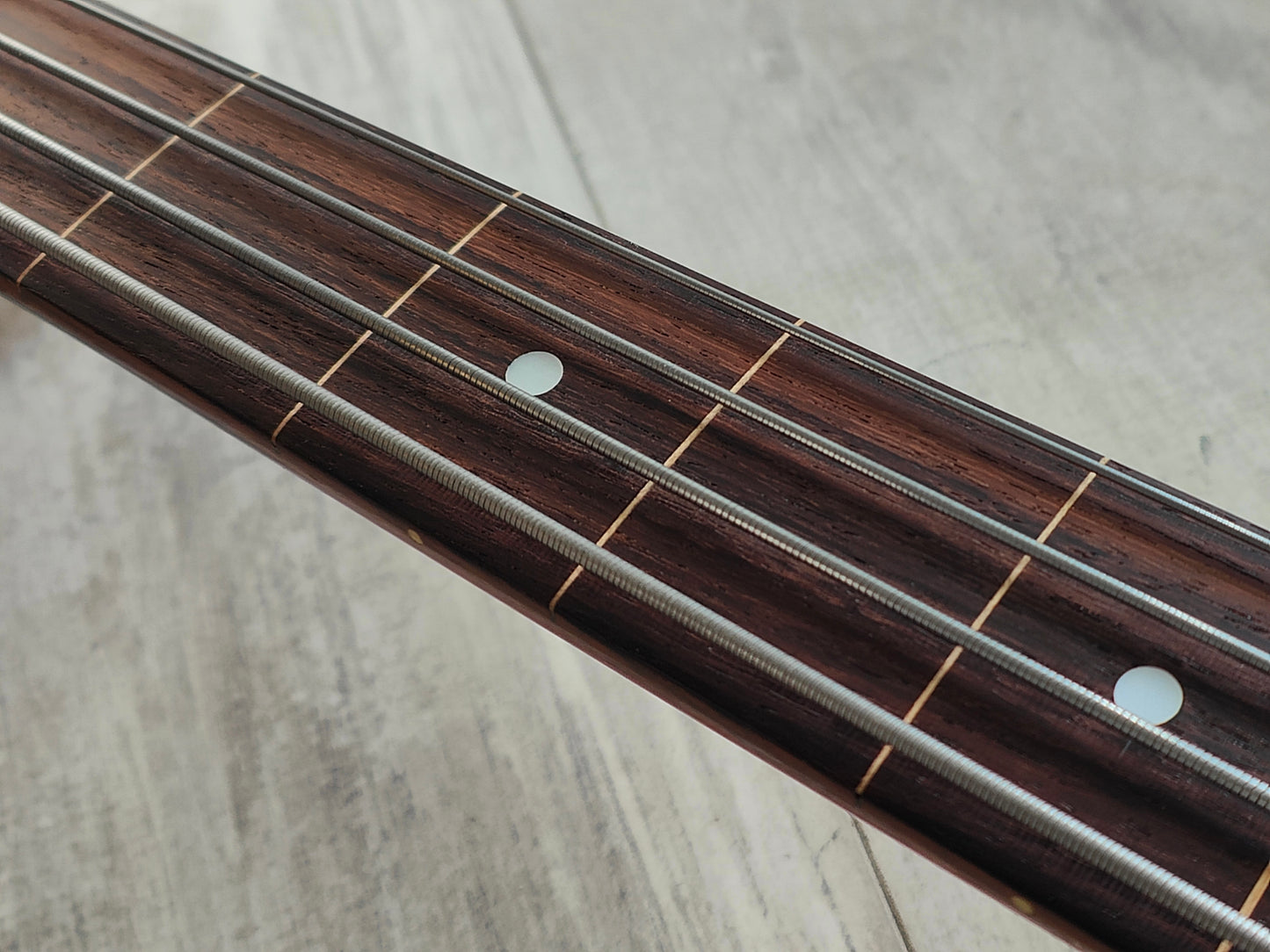 1990's Greco A-95FL (Ampeg AUB-1) Fretless Scroll Bass (Black/Red Sunburst)