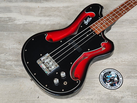 1990's Greco A-95 (Ampeg AUB-1) Scroll Bass (Black/Red Sunburst)