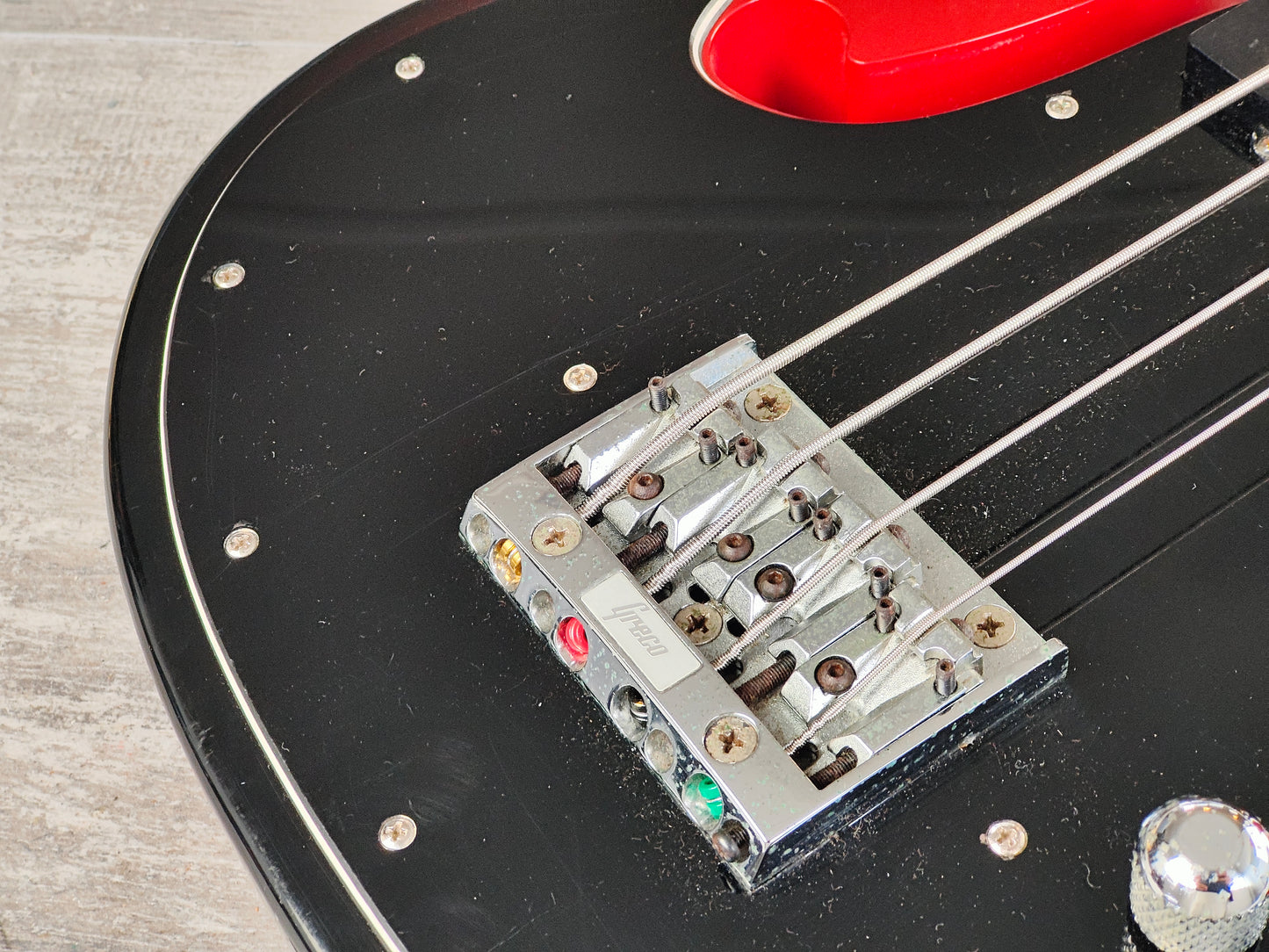 1990's Greco A-95 (Ampeg AUB-1) Scroll Bass (Black/Red Sunburst)