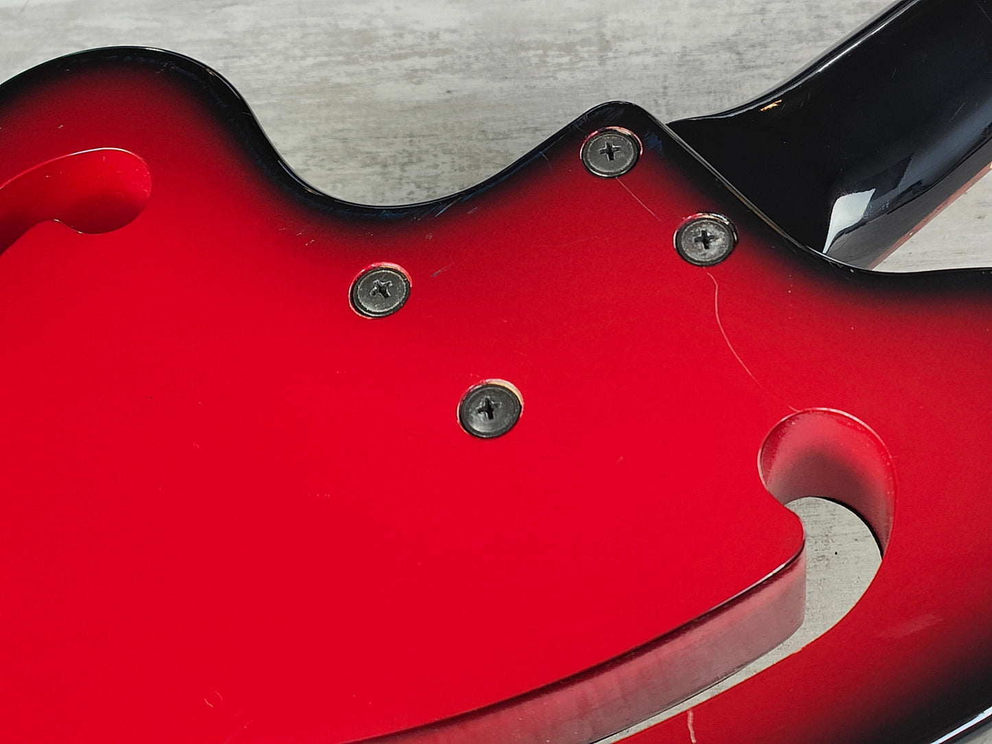 1990's Greco A-95 (Ampeg AUB-1) Scroll Bass (Black/Red Sunburst)