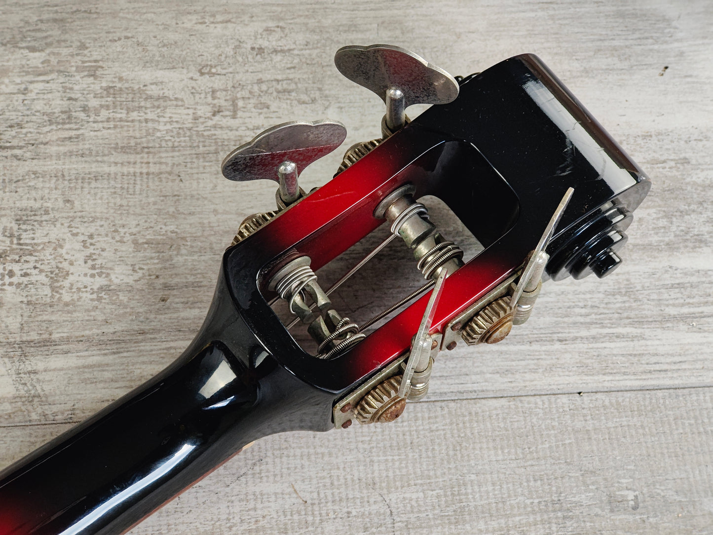 1990's Greco A-95 (Ampeg AUB-1) Scroll Bass (Black/Red Sunburst)