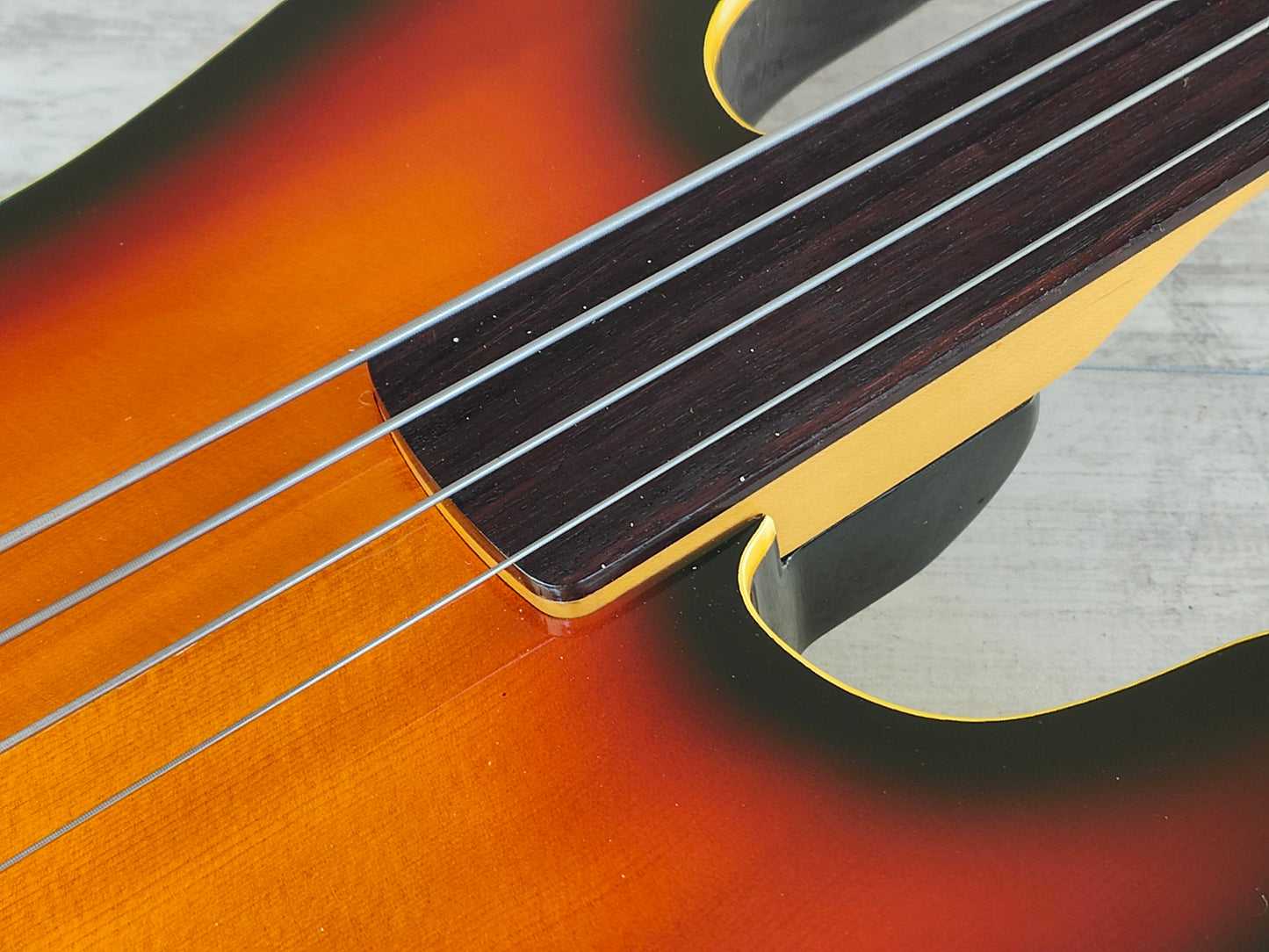 1991 Fender Japan PBAC-100FL Fretless Thinline Electric/Acoustic Precision Bass (Sunburst)
