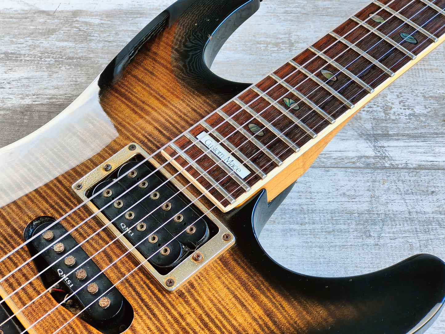 1998 Ibanez Japan S540FM Saber Series HSH Superstrat (Transparent Black Sunburst)