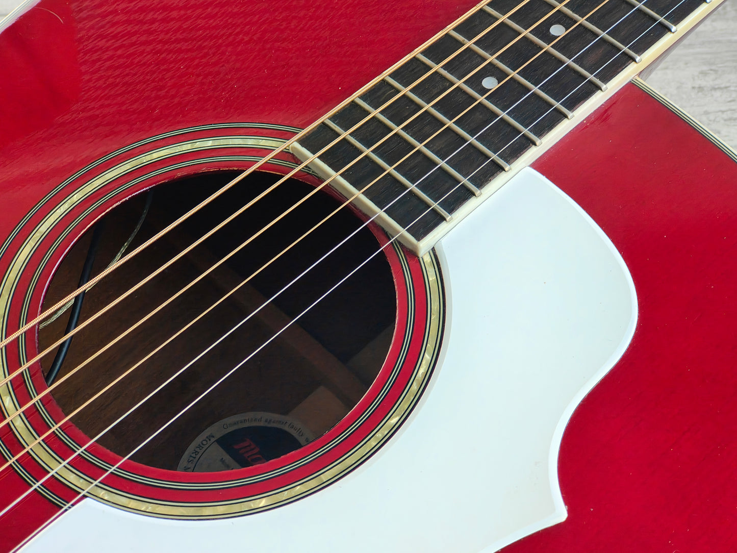 Morris G-35WR Electric Acoustic Guitar w/Pickup (Wine Red)