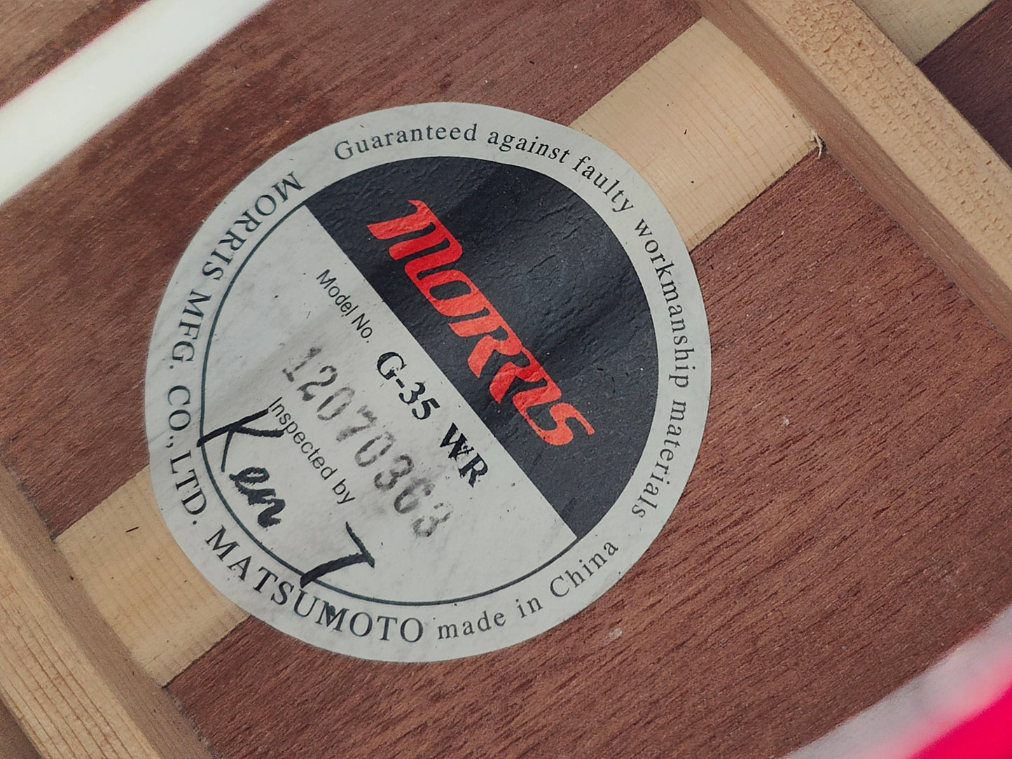 Morris G-35WR Electric Acoustic Guitar w/Pickup (Wine Red)