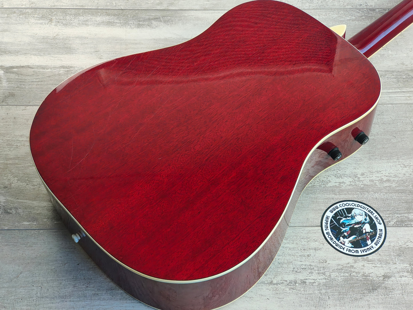 Morris G-35WR Electric Acoustic Guitar w/Pickup (Wine Red)