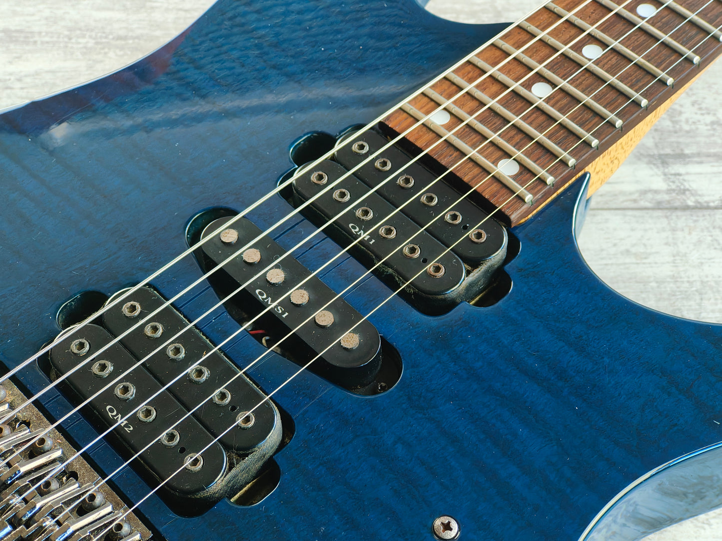 2000 Ibanez Japan RG680CM HSH Superstrat (Curly Maple Deep Blue)