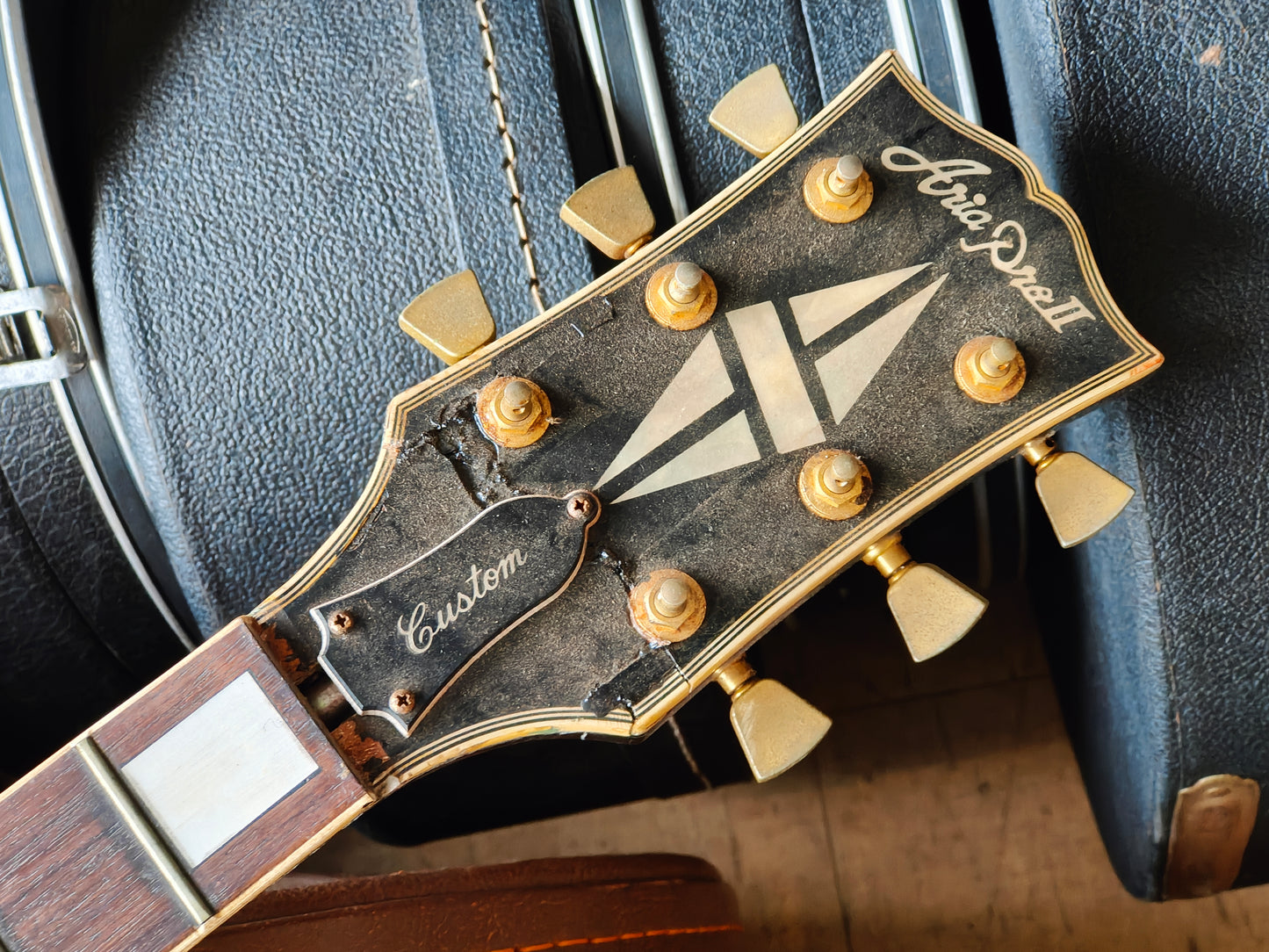 1970's Aria Pro II Japan Les Paul Custom (Headstock Break) - Thrift Shop w/Case