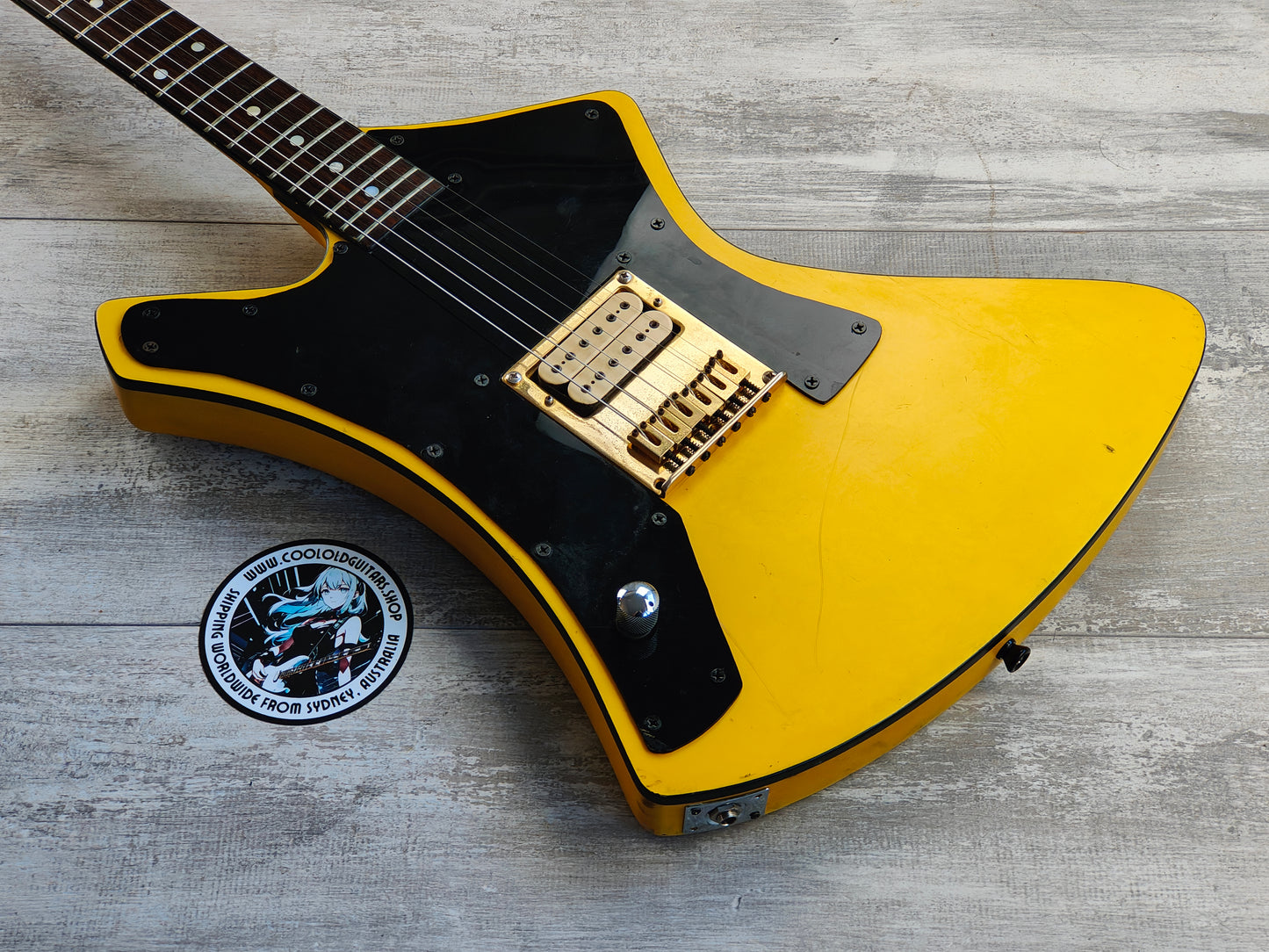 1981 Washburn Japan A-15V Stage Series LH Left Handed Explorer (Yellow)