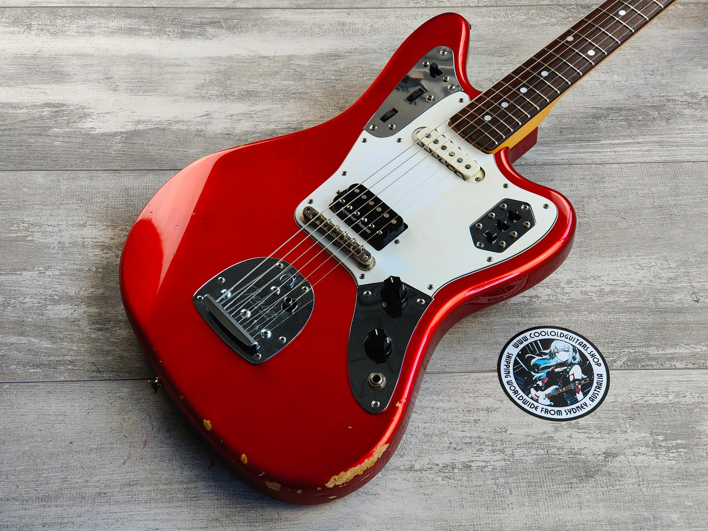 1997 Fender Japan JG66-85 '66 Reissue Jaguar w/Bridge Humbucker (Candy Apple Red)