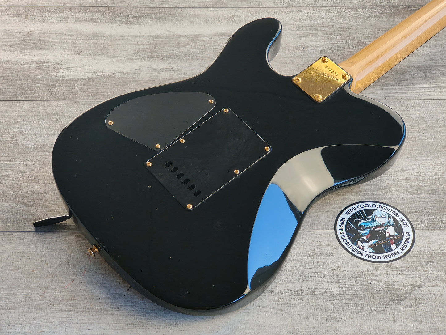 1988 Bill Lawrence Japan BTOR-55G Telecaster w/Stratocaster Tremolo (Black/Gold)