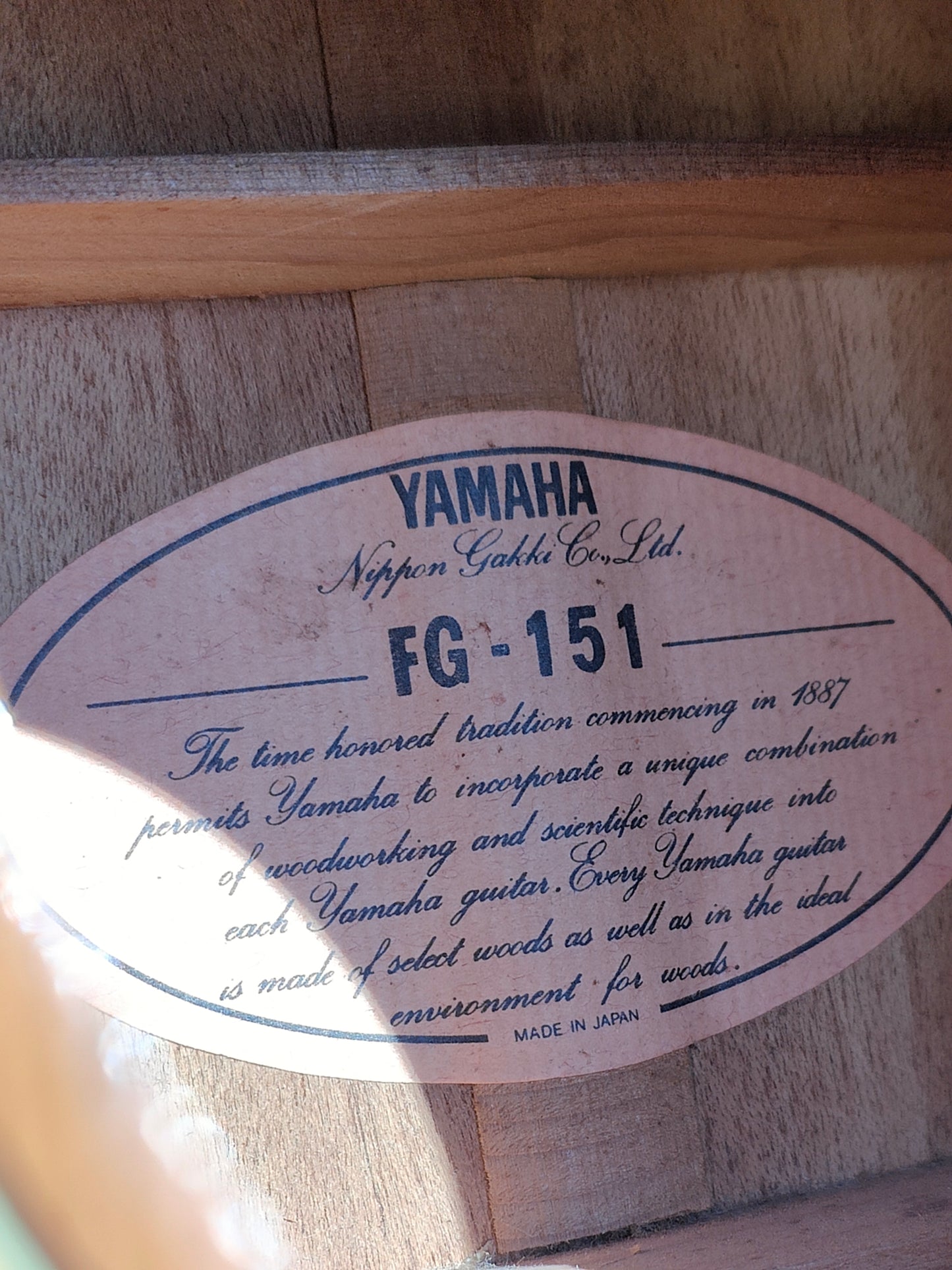 Vintage Yamaha Japan FG-151 Dreadnought Acoustic Guitar - Thrift Shop