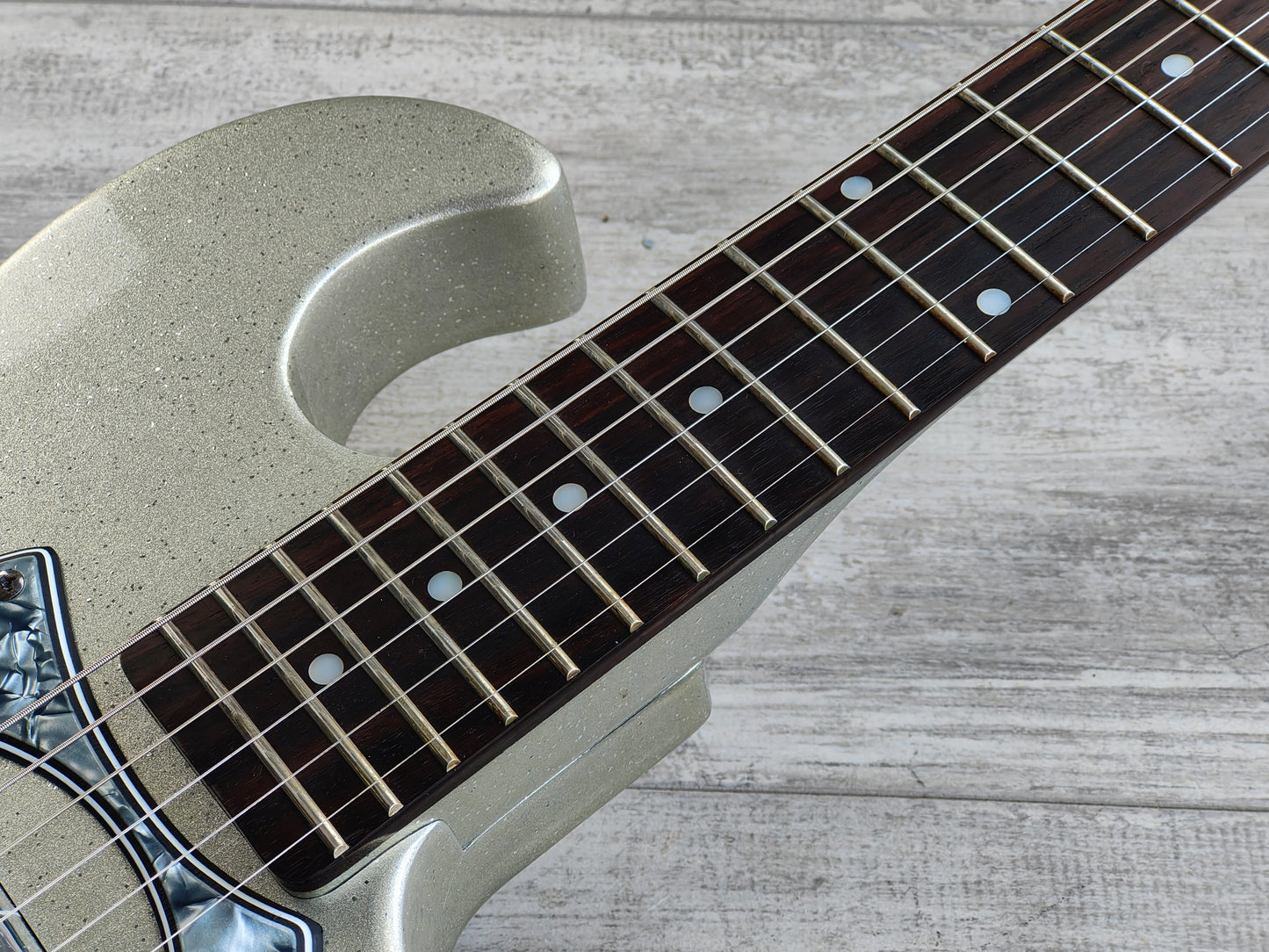 1999 Telestar Mona (Danelectro 1457) Electric Guitar w/Amplifier Case (Silver Sparkle)