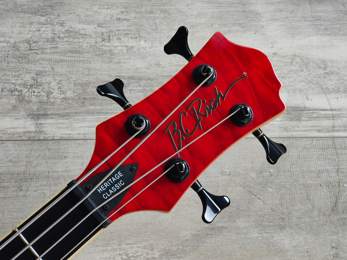 2004 BC Rich Heritage Classic Neckthrough Mockingbird Bass (Quilt Trans Red)