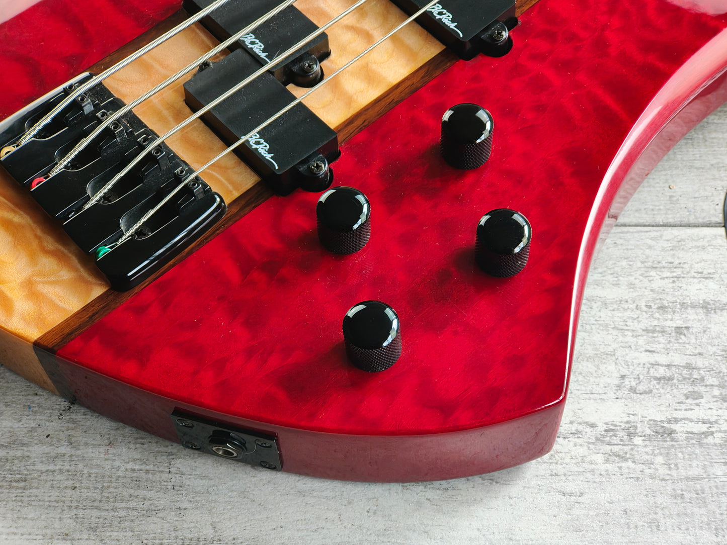 2004 BC Rich Heritage Classic Neckthrough Mockingbird Bass (Quilt Trans Red)