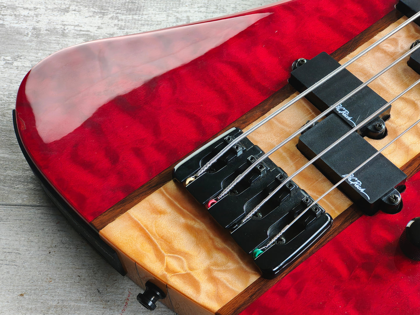 2004 BC Rich Heritage Classic Neckthrough Mockingbird Bass (Quilt Trans Red)