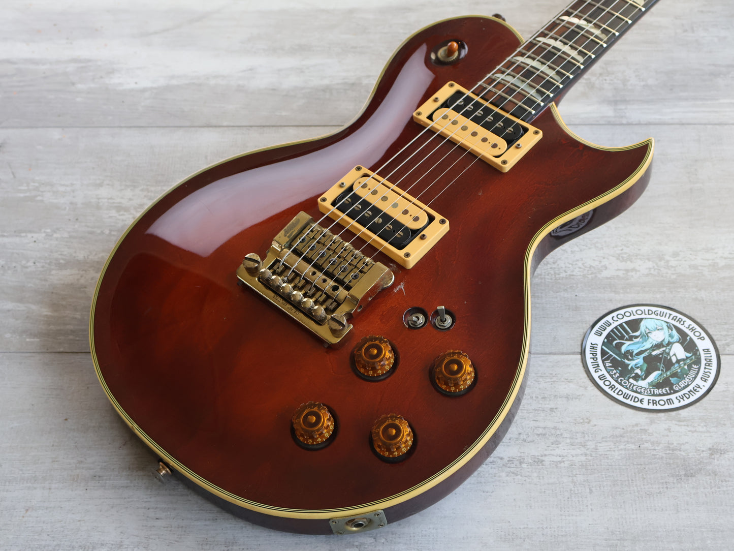 1983 Aria Pro II (Matsumoku) PE-R80KV Single Cutaway w/Kahler (Antique Brown)