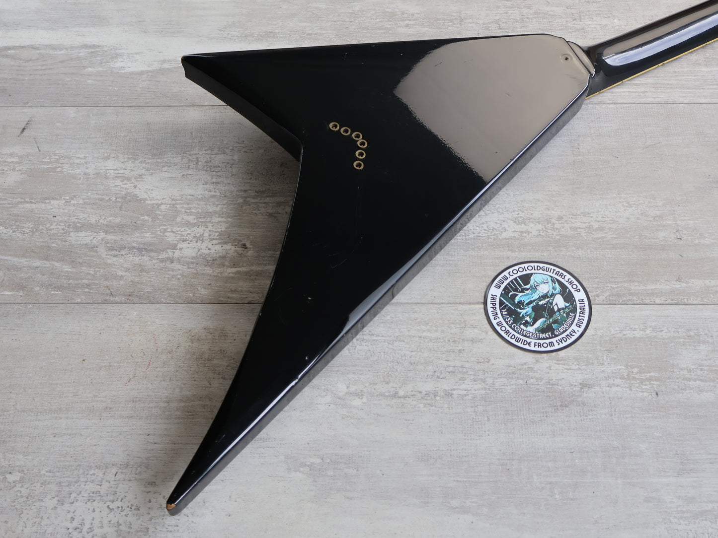 1985 Fernandes Japan FV-115RR Randy Rhoads Flying V (Black/Gold)