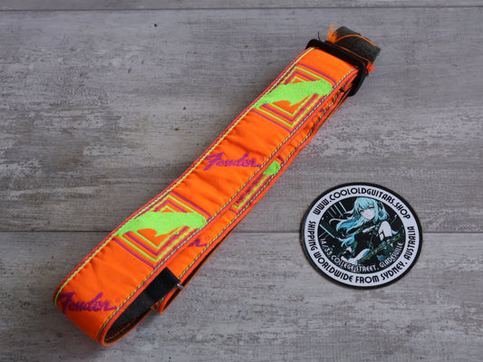 1980's Fender USA Guitar Strap (Neon Orange)