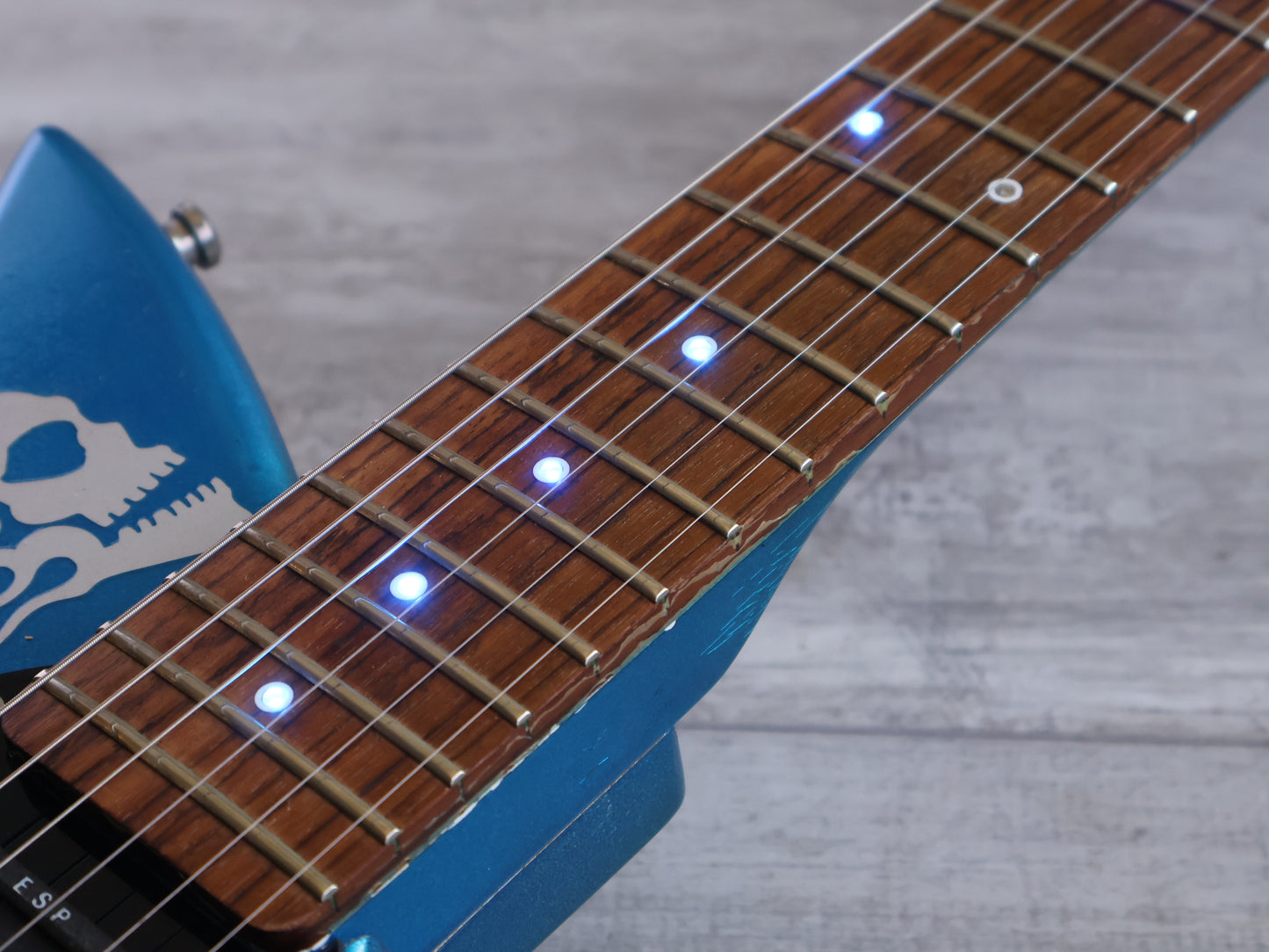 1980's Tokai Japan Talbo Blazing Fire Cast Aluminium Guitar w/LED Inlays (Blue)