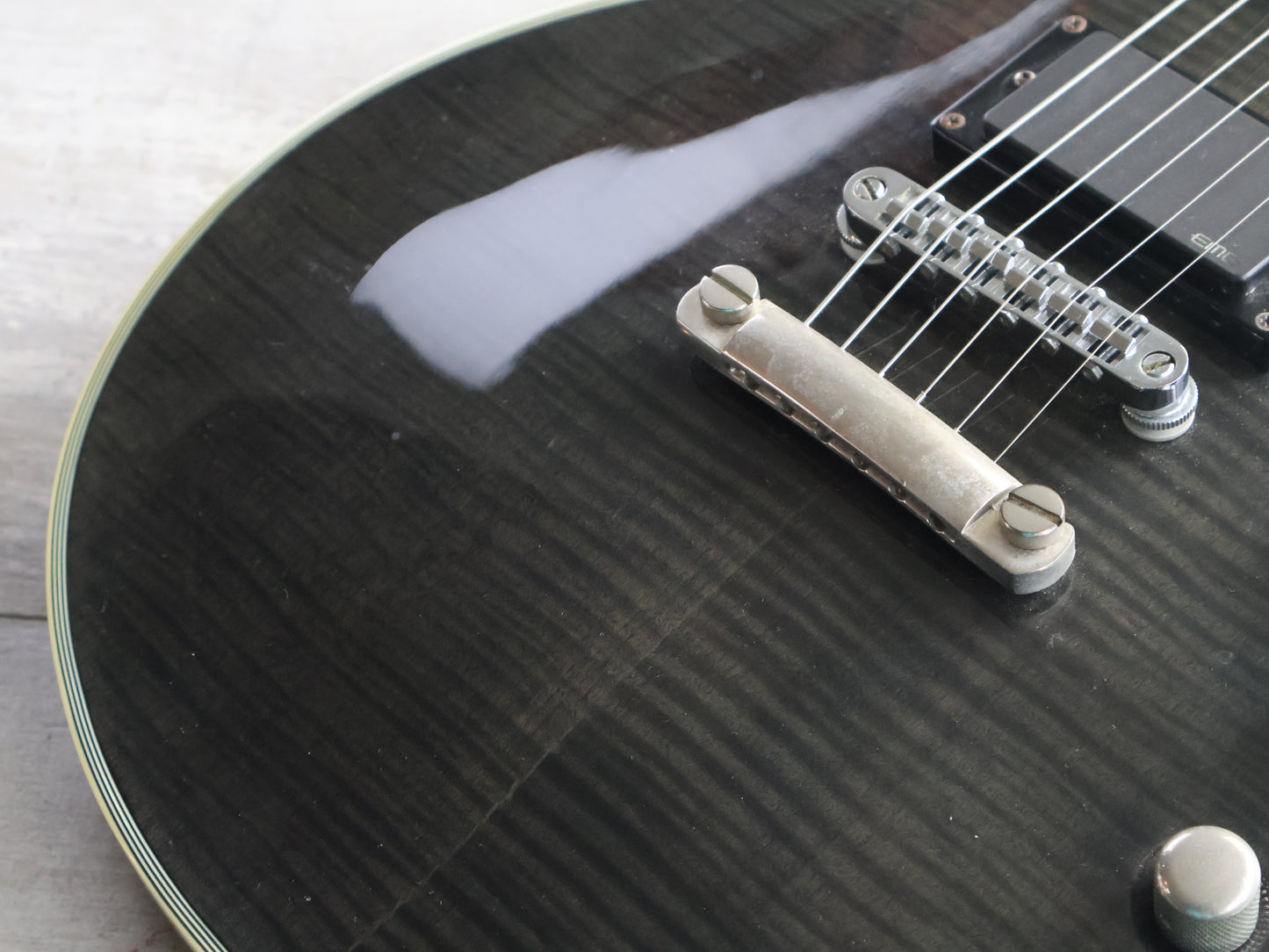 2010 LTD (by ESP) EC-401FM Single Cutaway w/EMG's (Transparent Black)